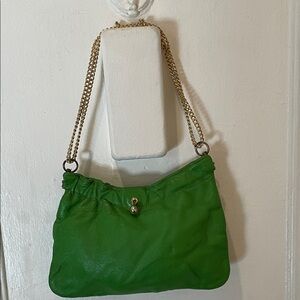 Green Leather adjustable Chain Shoulder Bag